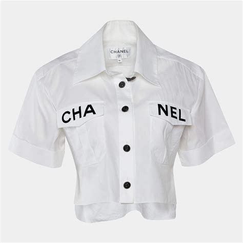 chanel cropped logo shirt